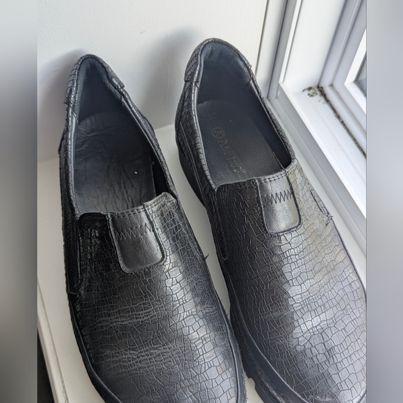 Black Crocodile Leather Platform Loafers 40 9 Goth Classic Deep Tread - Picture 9 of 10